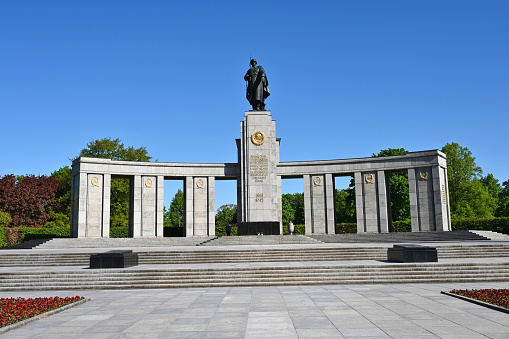 Berlin, Germany - April 21st 2024: A Soviet war memorial in central Berlin