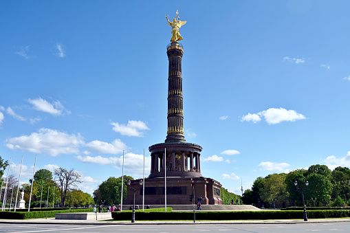 Berlin, Germany - April 21st 2024: Panorama view of Berlin's Victory Column