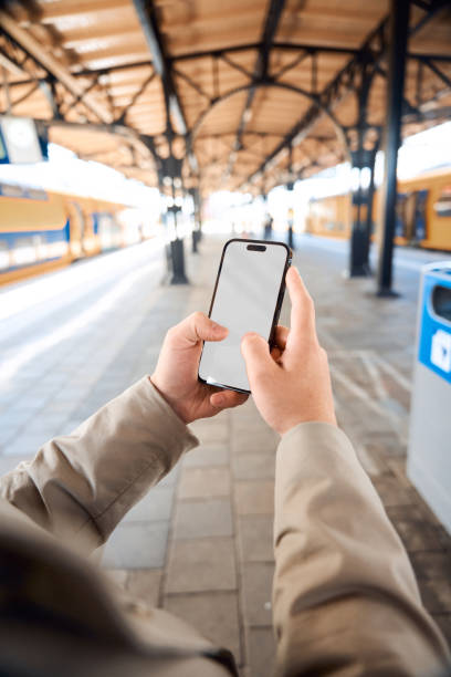 Smart Phone mock up at the train station
