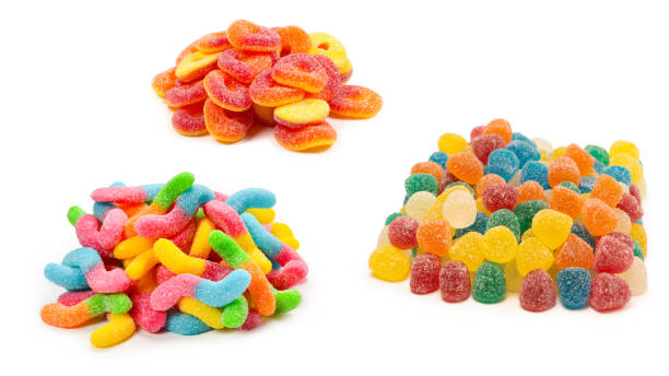 istock Assorted colorful gummy candies isolated on a white background. 2149866477