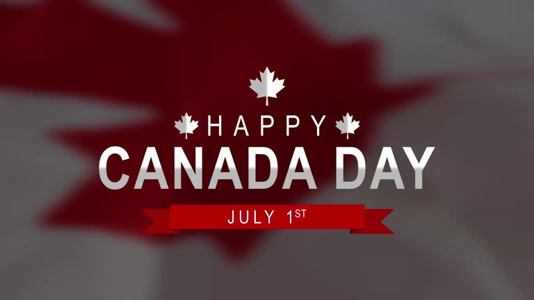 Text celebrate Canada Day animation. Canada flag waving. National flag of Canada. 1st july. Independence day Canada. Background animation