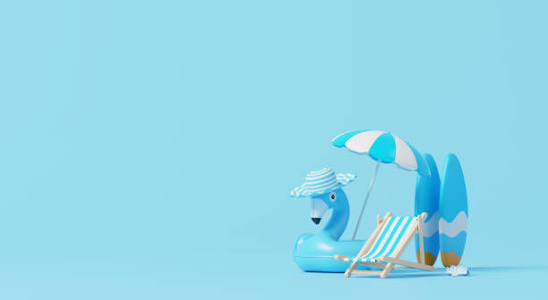 istock 3D render, minimal Travel Summer elements in holiday with empty space background, cosmetic scene for mock up, beach swim elements decoration, Holiday vacation concept. 2149867925