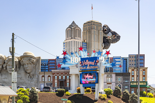 Pigeon Forge, TN, USA - April 13, 2024: The Hollywood Wax Museum Entertainment Center is a museum featuring wax figures of celebrities as well as other entertainment inside.