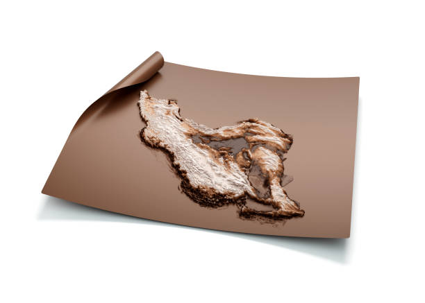 istock Map Of Iran Old Style Brown On Unrolled Map Paper Sheet On White Background 3d Illustration 2149869032