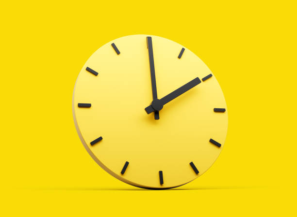 istock 3d Simple Yellow Round Wall Clock 2 O'Clock Two O'clock On Yellow Background 3d illustration 2149870974