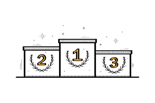 handgezeichnete gewinner podium icon vektordesign. - siegerpodest stock-grafiken, -clipart, -cartoons und -symbole