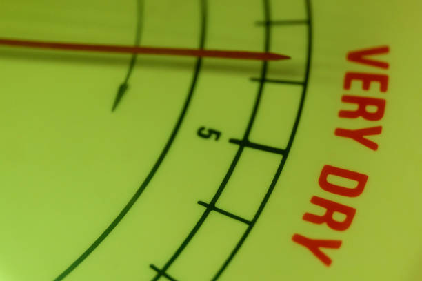 Close-up Macro Photo Temperature Arrow Pointing at Word