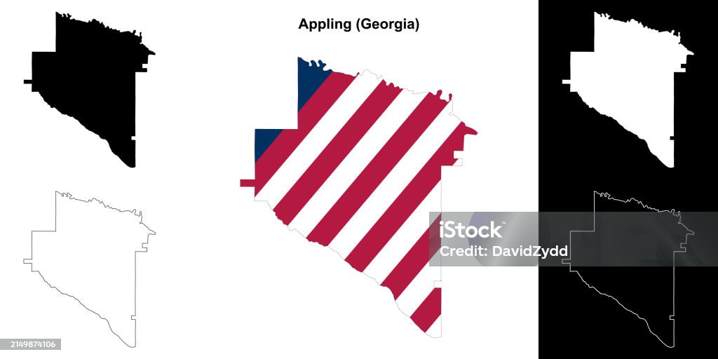 Appling County Map Appling County Outline Map Set Stock Illustration - Download Image Now ...