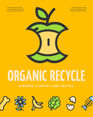 Conserve Compost Organic Recycle Concept Placard Poster Banner Card. Vector illustration of Biodegradable Garbage or Fertilizer