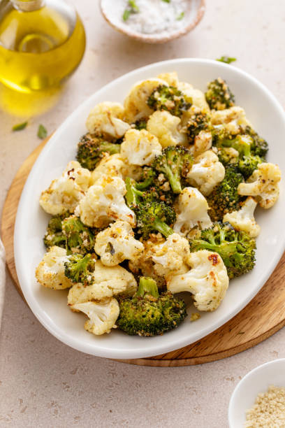istock Roasted cauliflower and broccoli on a serving plate, healthy vegetable side dish 2149879784