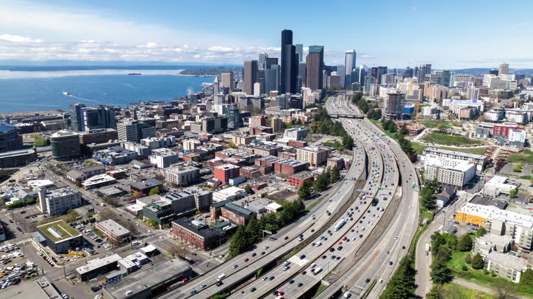 Amazing Seattle Skyline Aerial Timelapse