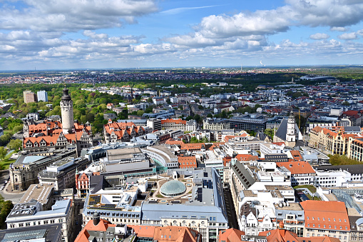High-angle view of Leipzig historic center