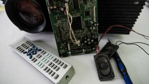 istock Video and multimedia projector open for maintenance with led lamp 2149881766