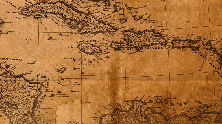 Antique old map of Gulf of Mexico and Caribbean islands