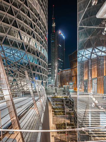 ight view of the buildings of Gae Aulenti square, Milan