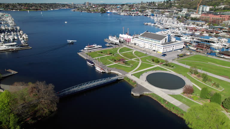 Seattle Lake Union Park Aerial with Seaplane