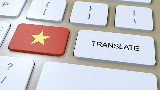Translate Vietnamese Language Concept. Translation of word. Button with Text on Keyboard. 3D Illustration.