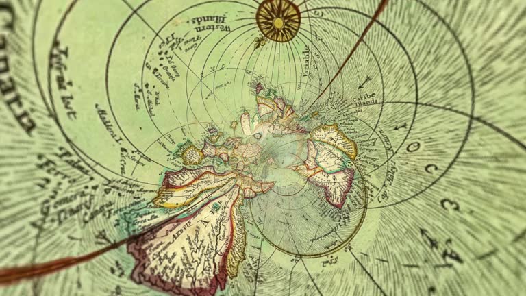 Old world polar projection map with Arctic focus