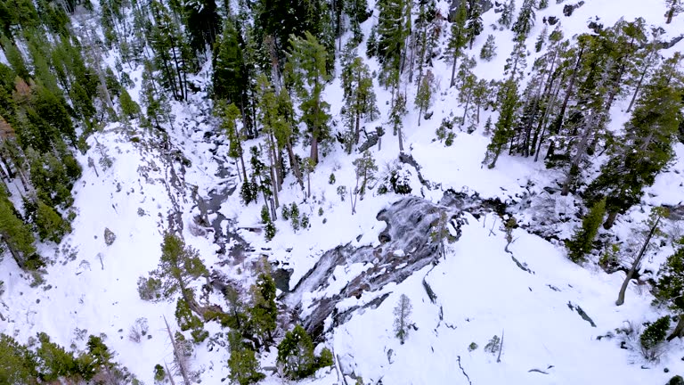 Aerial view of lower Eagle Falls, Emerald Bay, Lake Tahoe, California, Desolation Wilderness