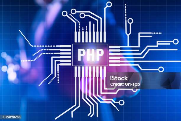 Php Development Logo Of The Php Code Is Decorated With Lines With An ...