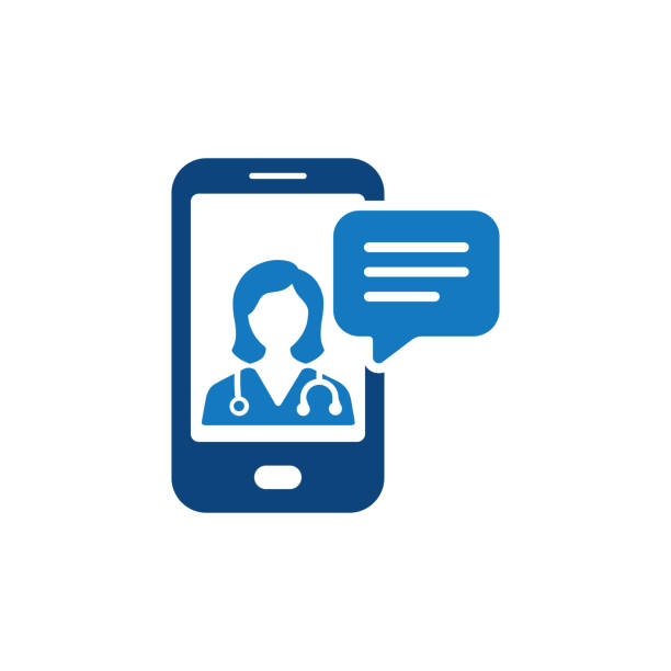stockillustraties, clipart, cartoons en iconen met online doctor. solid icon that can be applied anywhere, simple, pixel perfect and modern style. - ehealth