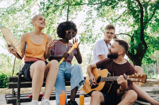 istock Interracial street performers having rehearsal in park. 2149896630
