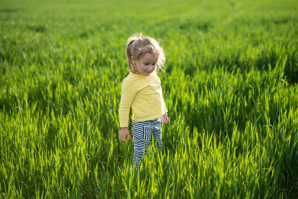 istock Happy Child in Wheat Field at Sunset, copy space. 2149896679