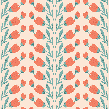 Wildflowers seamless pattern. Floral endless background. Summer botanic repeat cover. Vector flat hand drawn illustration.