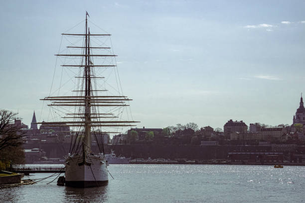 View of a ship in the city