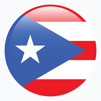 Puerto Rico flag. Puerto Rican flag. Puerto Rico circle icon flag. Button flag icon. Standard color. Computer illustration. Digital illustration. Vector illustration.