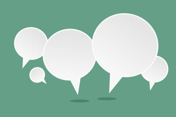istock group of white speech bubbles paper cut isolated on green backgroundgroup of white speech bubbles paper cut isolated on green background 2149900650