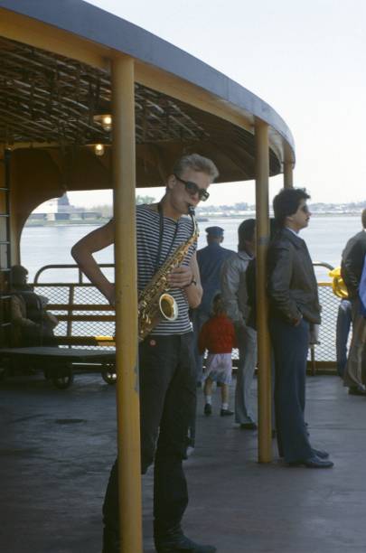 Swinging jazz saxophonist