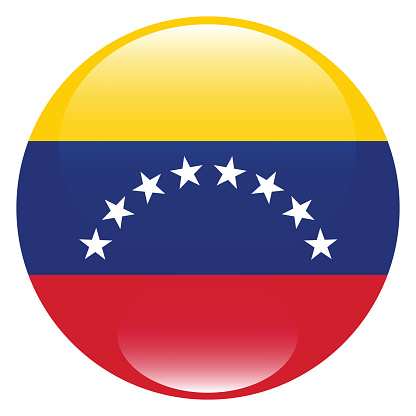 Venezuela flag. Venezuela circle flag. Venezuela round flag. Venezuela button flag. Flag icon. Standard color. Venezuela circle flag icon. Computer illustration. Digital illustration. Vector illustration.