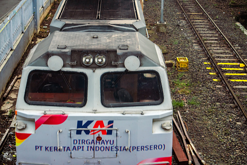 Bandung, Indonesia, October 10, 2023 : Railway locomotive control room on the left