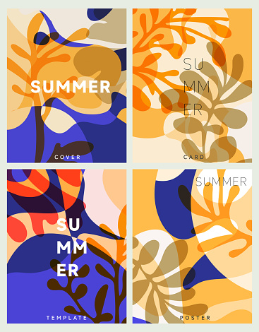 abstract liquid style leaf flower pattern summer concept poster covering template background collection