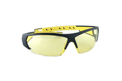 Safety glasses yellow lens isolated on a white background
