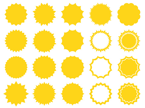 Yellow Frame Shape Illustration Set Of Various Yellow Jagged Shaped Frames Stock ...