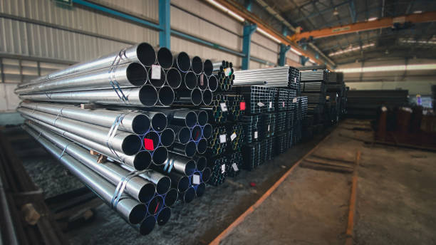 Square steel pipe for building materials It is cold-formed structural steel. steel products It is in the warehouse ready to be sent to customers.