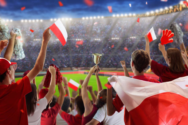 istock Poland football team supporter on stadium. 2149921109