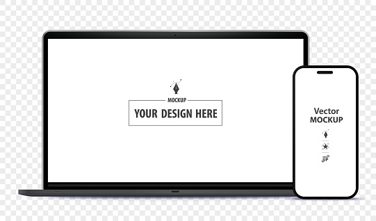 Laptop Computer and smartphone vector web banner template.