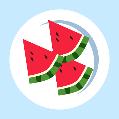 cartoon watermelon slice fruits on blue background