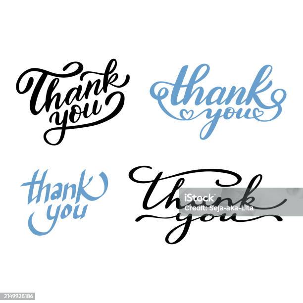 Hand Lettering Thank You Examples Thank You Vector Hand Lettering Set Stock Illustration - Download Image ...