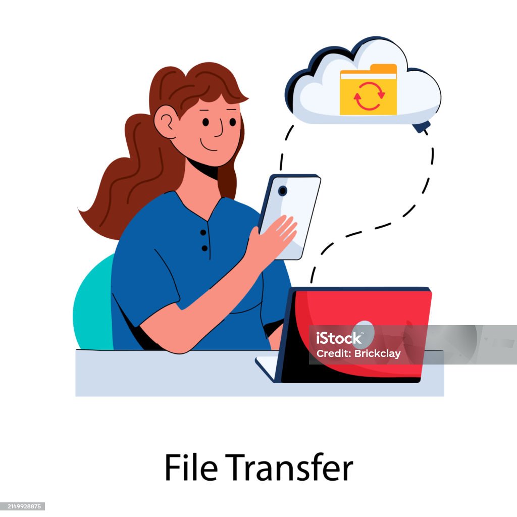 Computer File Transfer Cartoon File Transfer Stock Illustration - Download Image Now - Backup ...