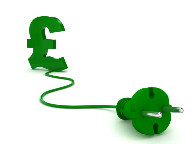 Green energy efficiency electric plug savings pound sign