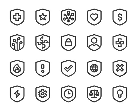 Shield Bold Line Icons Vector EPS File.