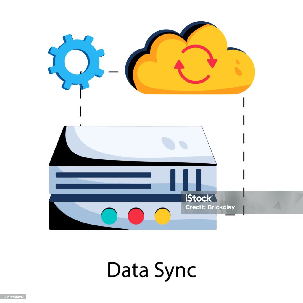 Sync Database Image Data Sync Stock Illustration - Download Image Now - Computer Network ...