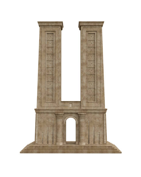 istock Ancient Egyptian architecture with twin stone towers. Isolated 3D render 2149936142