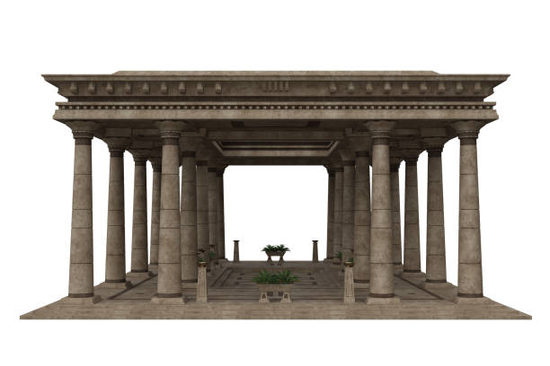 istock Ancient Egyptian palace or temple atrium stone building. Isolated 3D rendered illustration. 2149936154