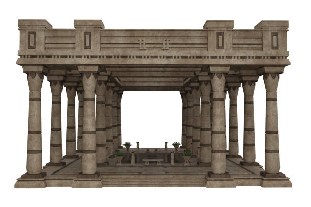 istock Ancient Egyptian royal palace atrium building. Isolated 3D render. 2149936159