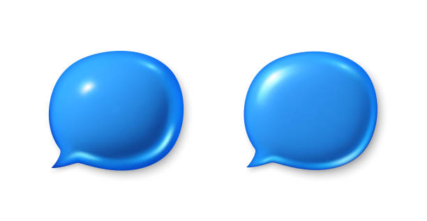 istock Blue speech bubble icons. Chat comment icons set. 3d talk message box. Social media dialog banner. Vector 2149938893